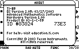 Screenshot of TI-89 about screen